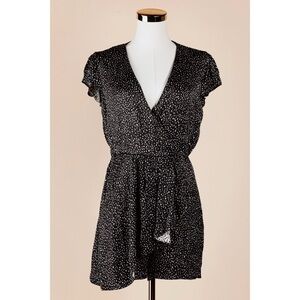 Sz S Anthropologie Hutch Ruffled Terrazzo Print Black & White Romper GUC